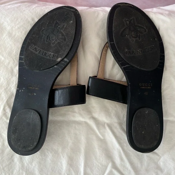 Gucci GG Marmont leather thong sandals size 40 US size 10 - Picture 7 of 12